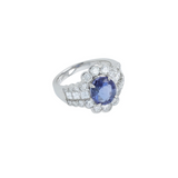 4.97ct Diamond Sapphire Platinum Halo Ring