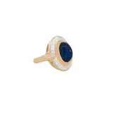 GIA 12.06ct Diamond Sapphire 18K Gold Cocktail Ring