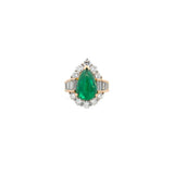 5.58ct Diamond Emerald 18K Gold And PLatinum Halo Ring