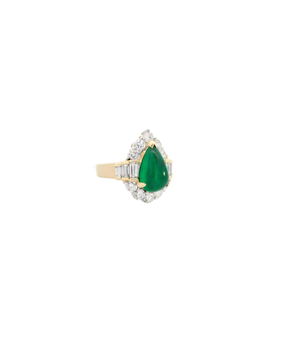 5.58ct Diamond Emerald 18K Gold And PLatinum Halo Ring
