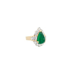 5.58ct Diamond Emerald 18K Gold And PLatinum Halo Ring