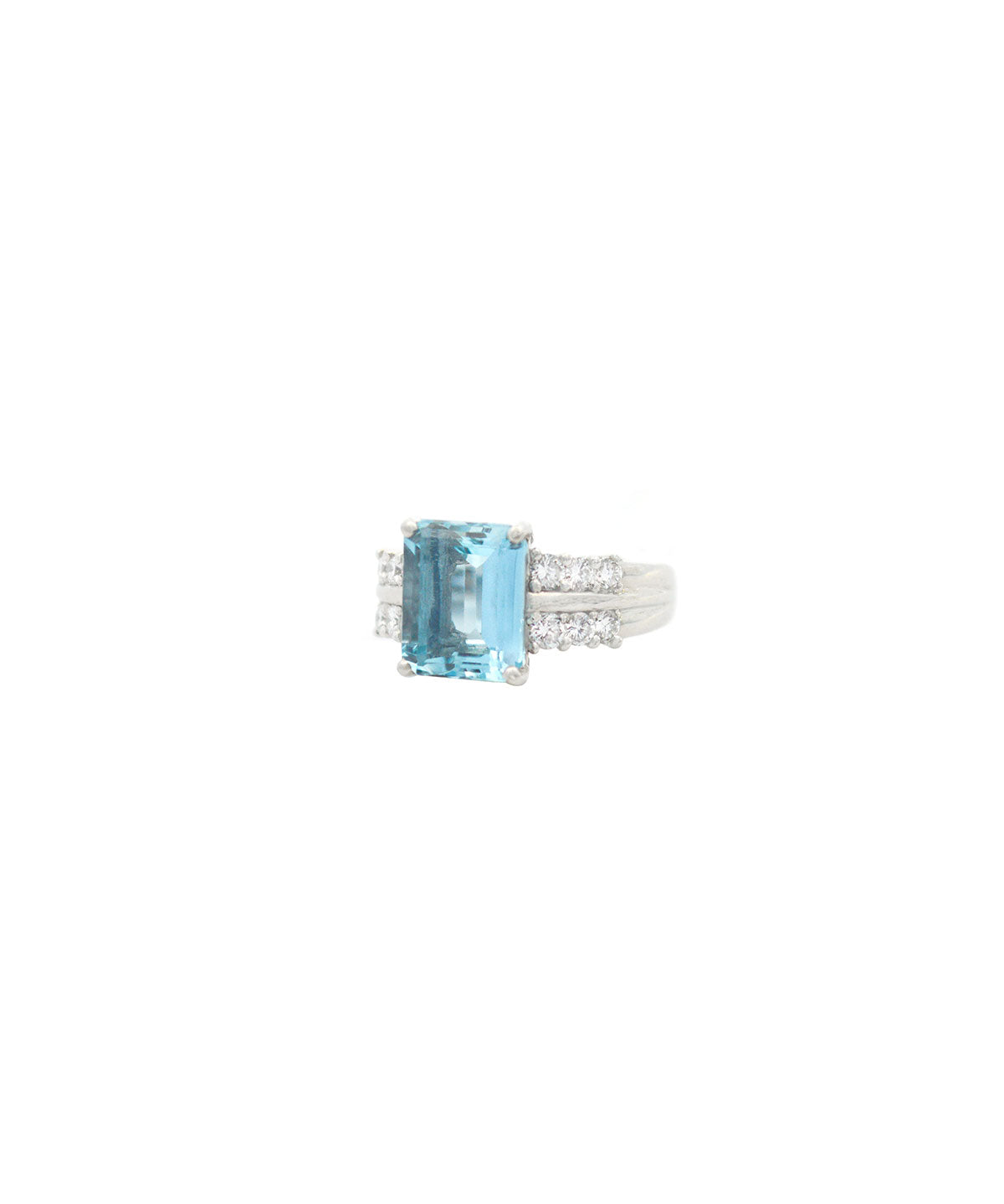 3.94ct Diamond Aquamarine Platinum Cushion Ring