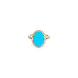 4.69ct Turquoise Diamond 14K Gold Halo Ring