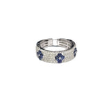 1.34ct Blue Sapphire Diamond 18K Gold Pave Ring