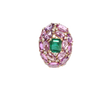 10.83ct Pink Sapphire Emerald 18K Gold Cocktail Ring