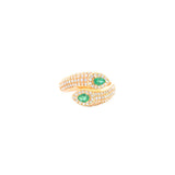 1.08ct Diamond Emerald 14K Gold Bypass Ring