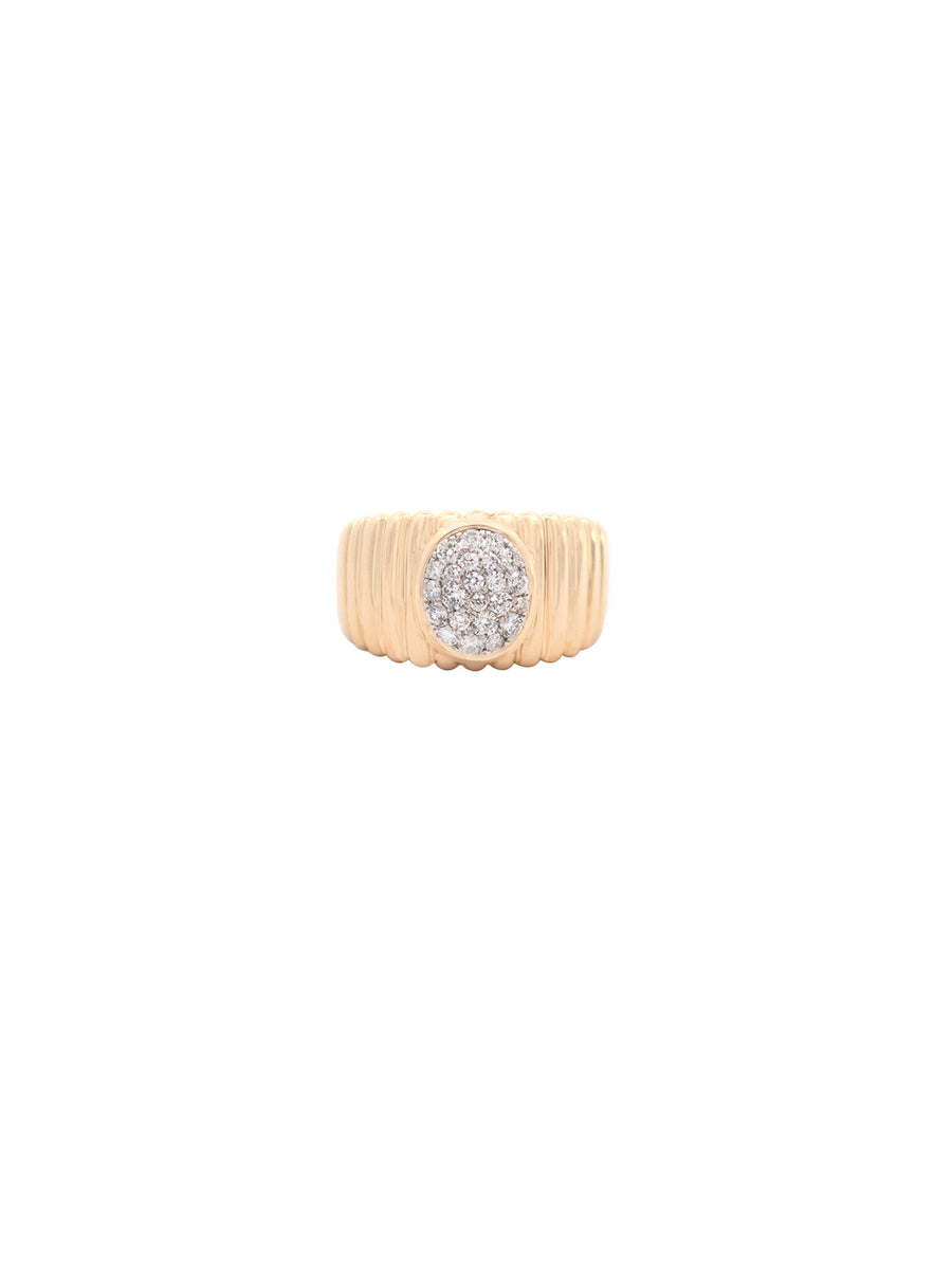 0.42ct Diamond 14K Gold Grooved Ring