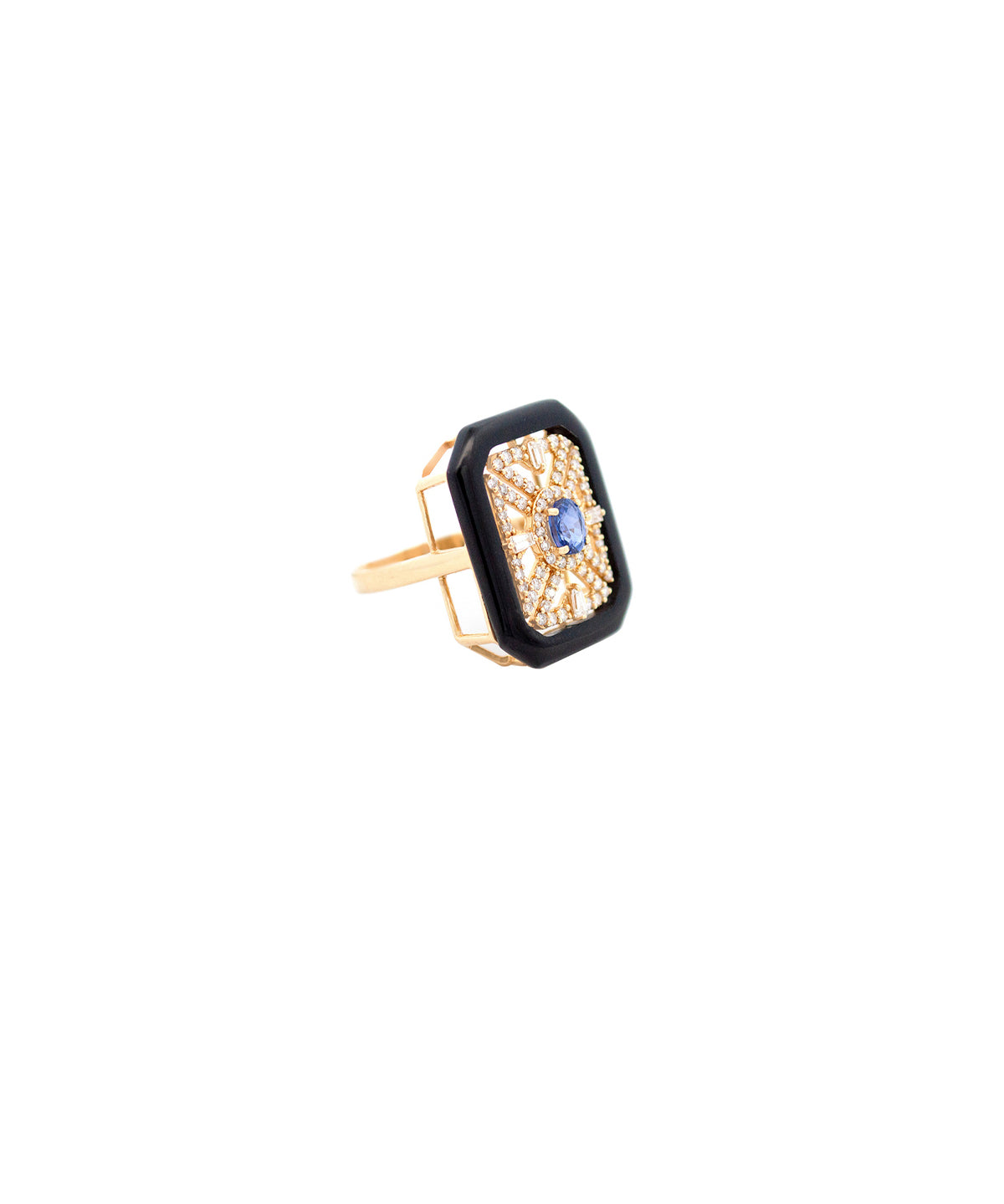 5.50ct Sapphire Diamond 18K Gold Ring