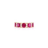 3.39ct Ruby Diamond 14K Gold Half Eternity Ring