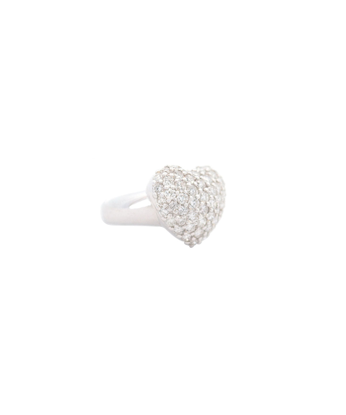 2.0ct Diamond 18K Gold Pave Dome Heart Ring