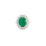 6.03ct Diamond Emerald 18K Gold Sunburst Ring
