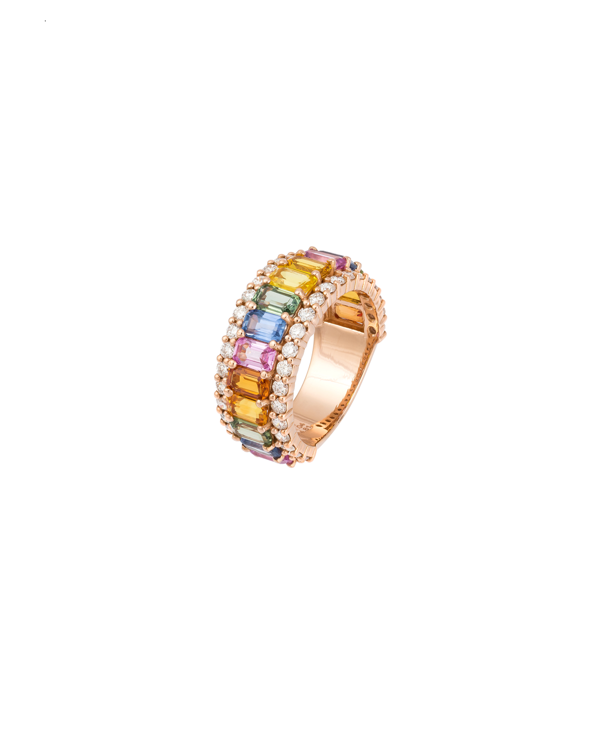 6.56ct Diamond Multi Sapphire 18K Gold Ring