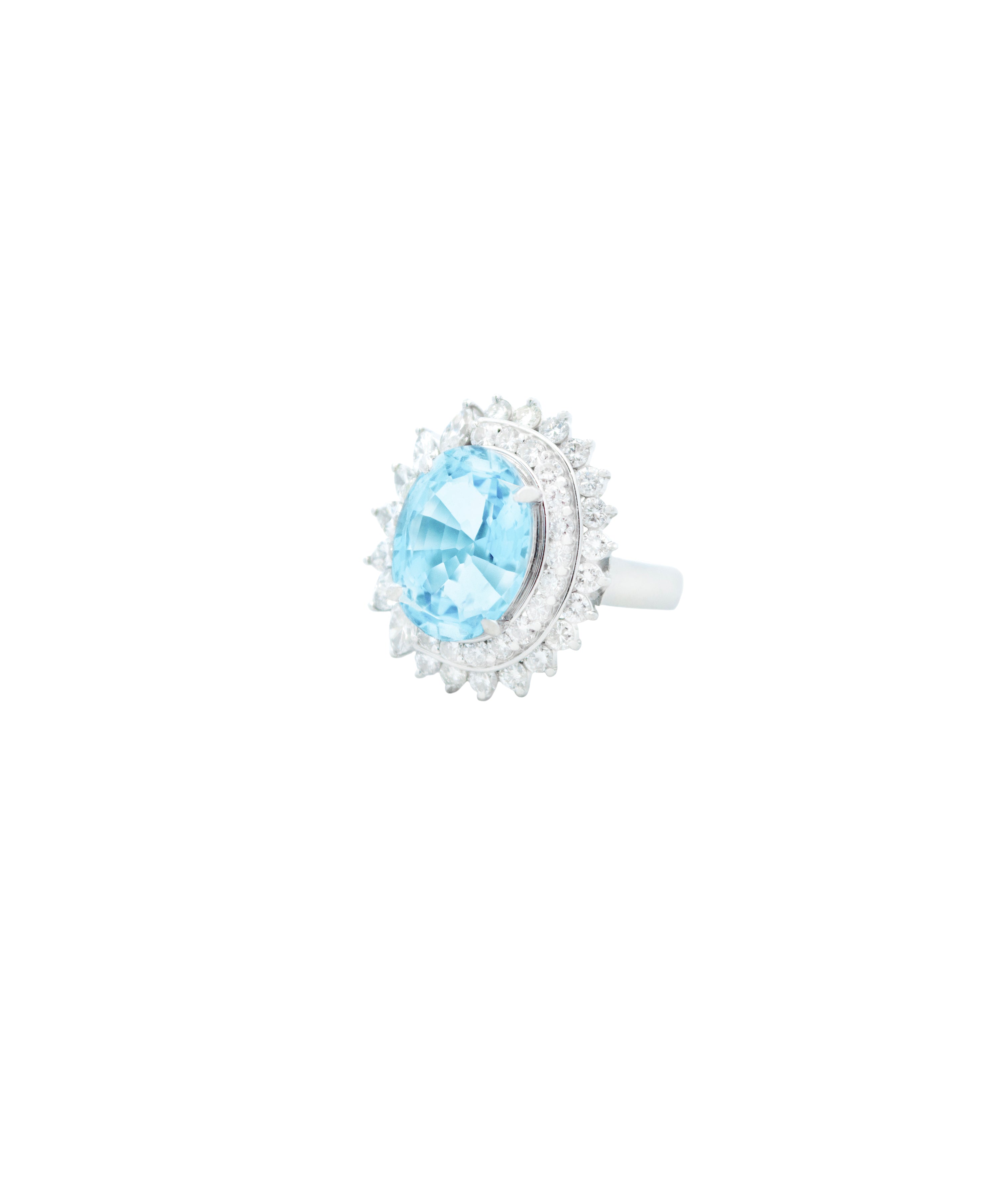 6.05ct Diamond Aquamarine Platinum Cocktail Ring