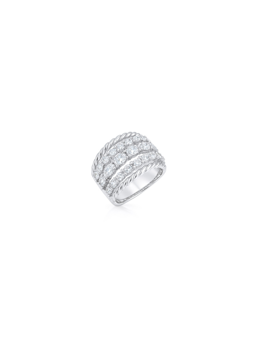 2.45ct Diamond 18K Gold Five Row Ring