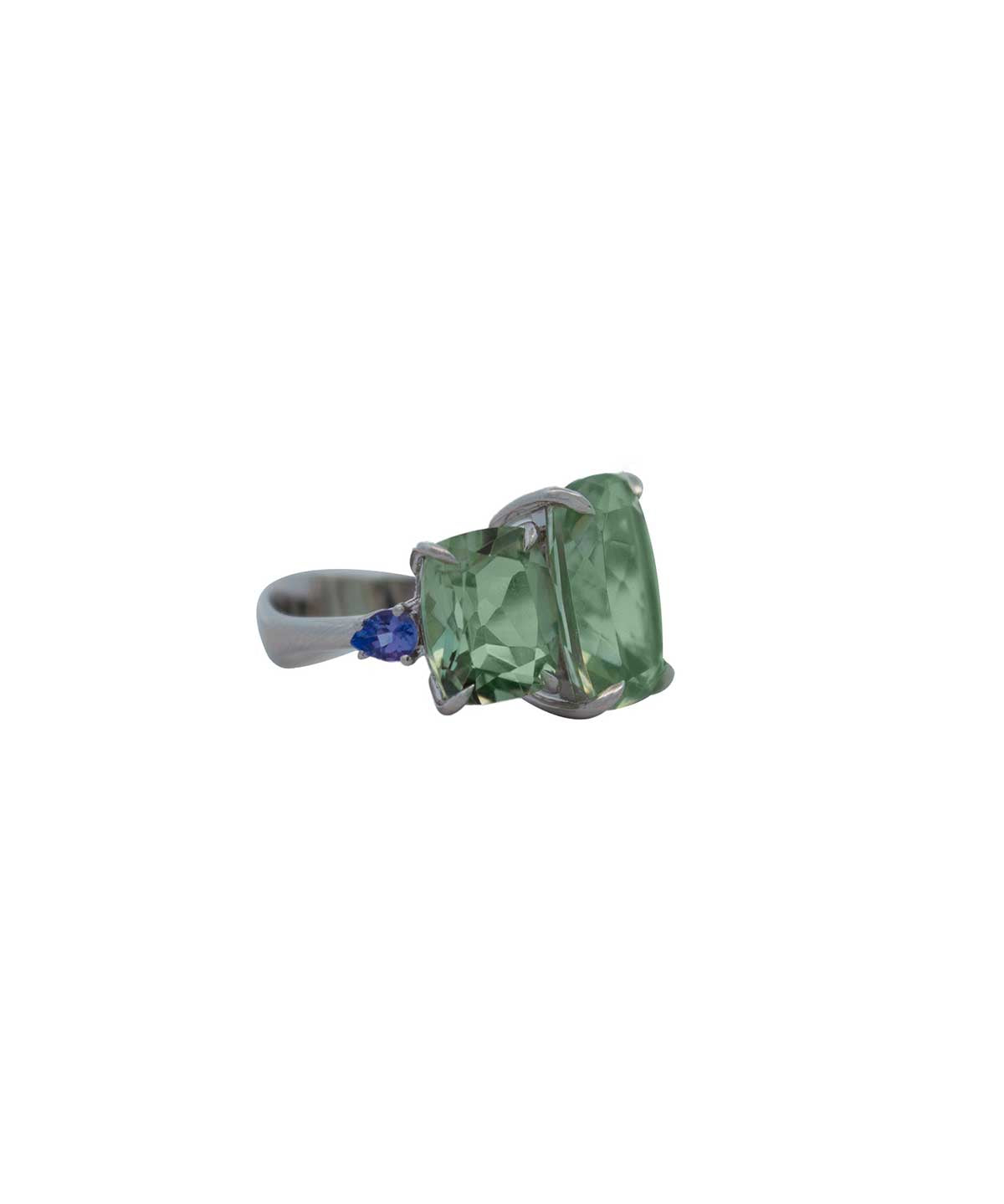 6.22ct Green Amethyst Tanzanite 18K Gold Ring