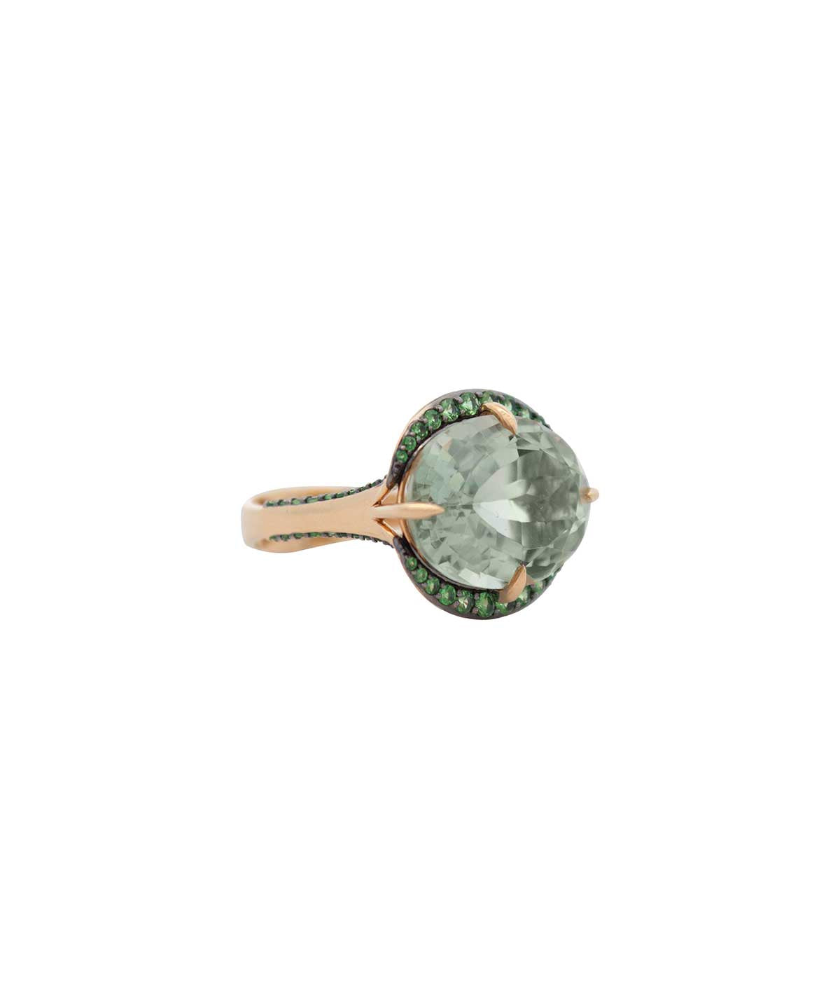 13.15ct Green Amethyst Tsavorita 18K Gold Ring