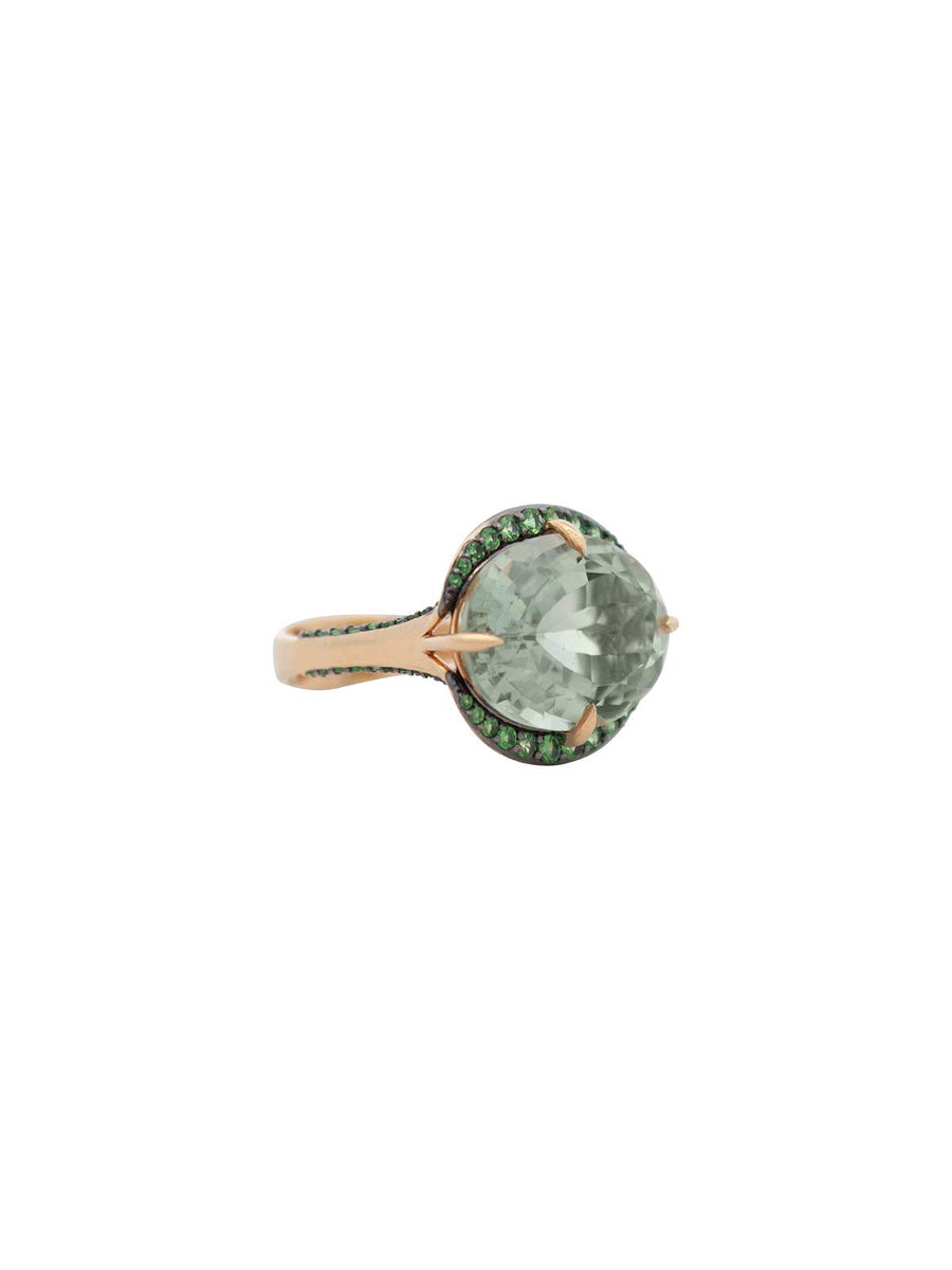 13.15ct Green Amethyst Tsavorita 18K Gold Ring