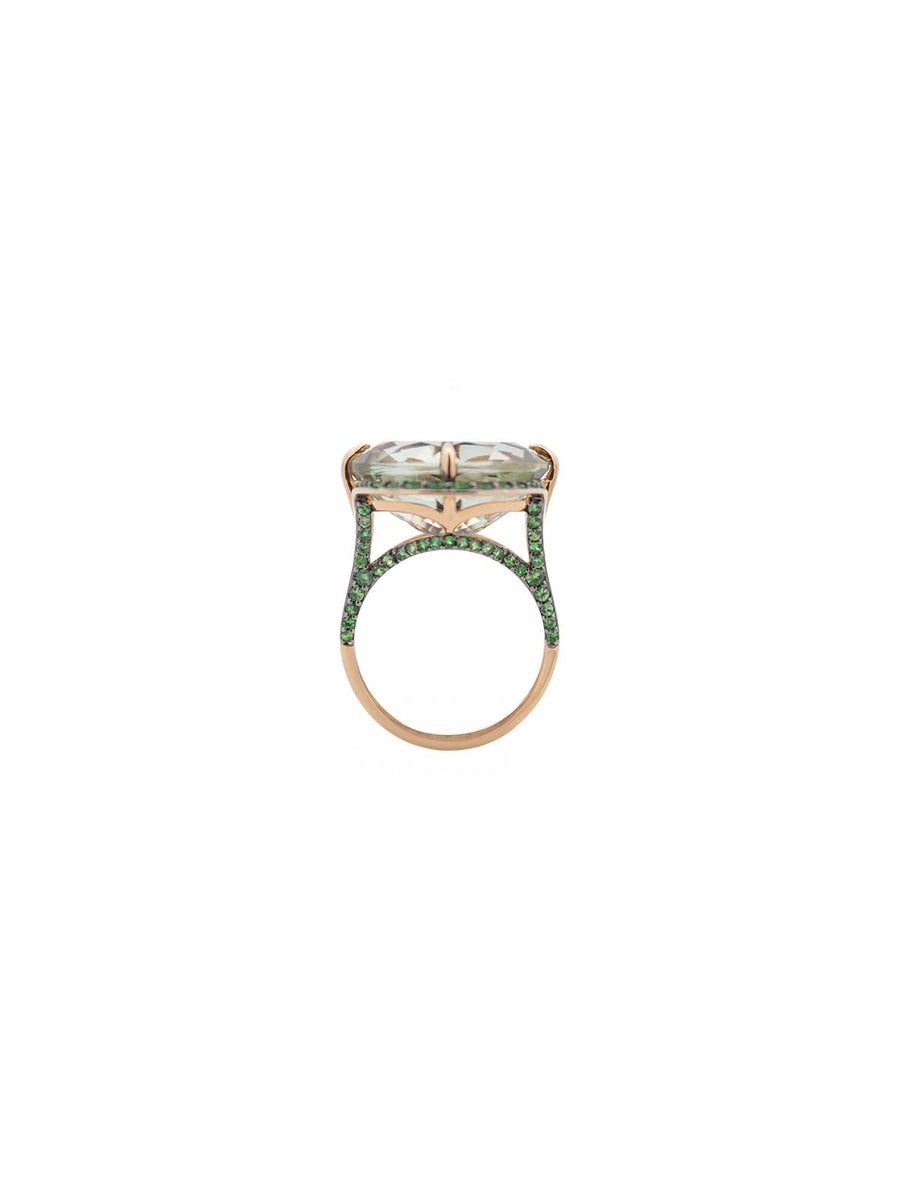 13.15ct Green Amethyst Tsavorita 18K Gold Ring