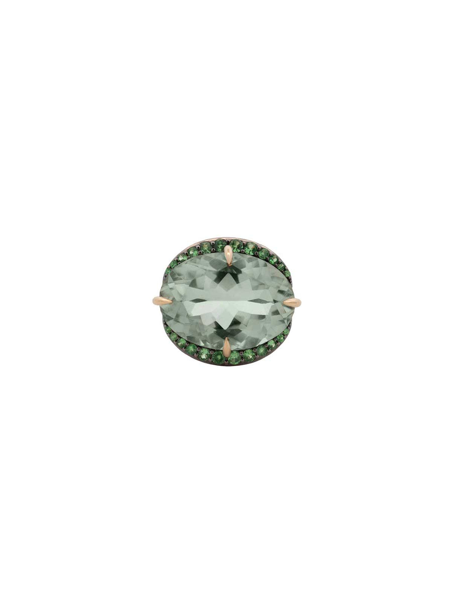13.15ct Green Amethyst Tsavorita 18K Gold Ring