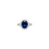 2.56ct Diamond Sapphire Platinum Halo Ring