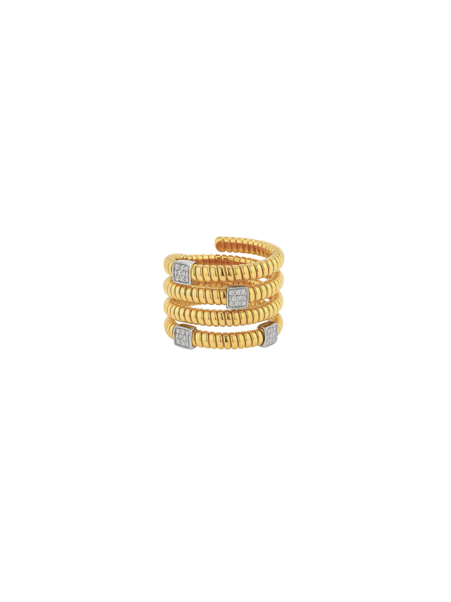0.25ct Diamond 18K Italian Gold Multi Row Ring