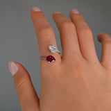 3.11ct Diamond Ruby 18K Gold Invisible Set Bypass Ring