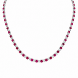 15.92ct Diamond Ruby 18K Gold Tennis Necklace