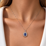 2.39ct Diamond Sapphire Platinum Pendant Chain Necklace
