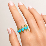 6.50ct Emerald Turquoise 18K Gold Spike Ring