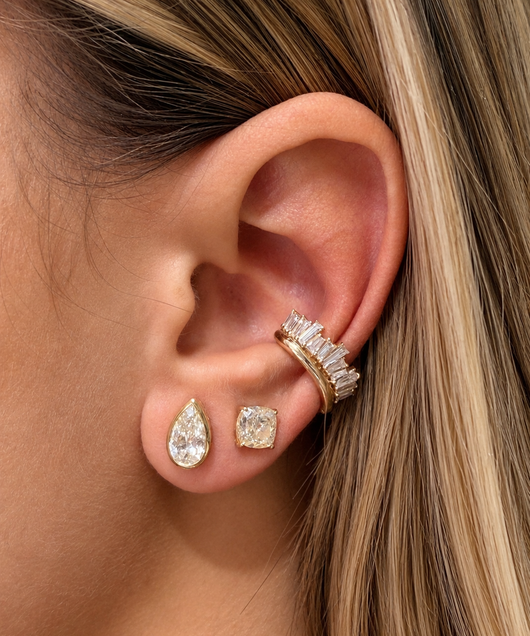 0.45ct Diamond 14K Gold Baguette Ear Cuff