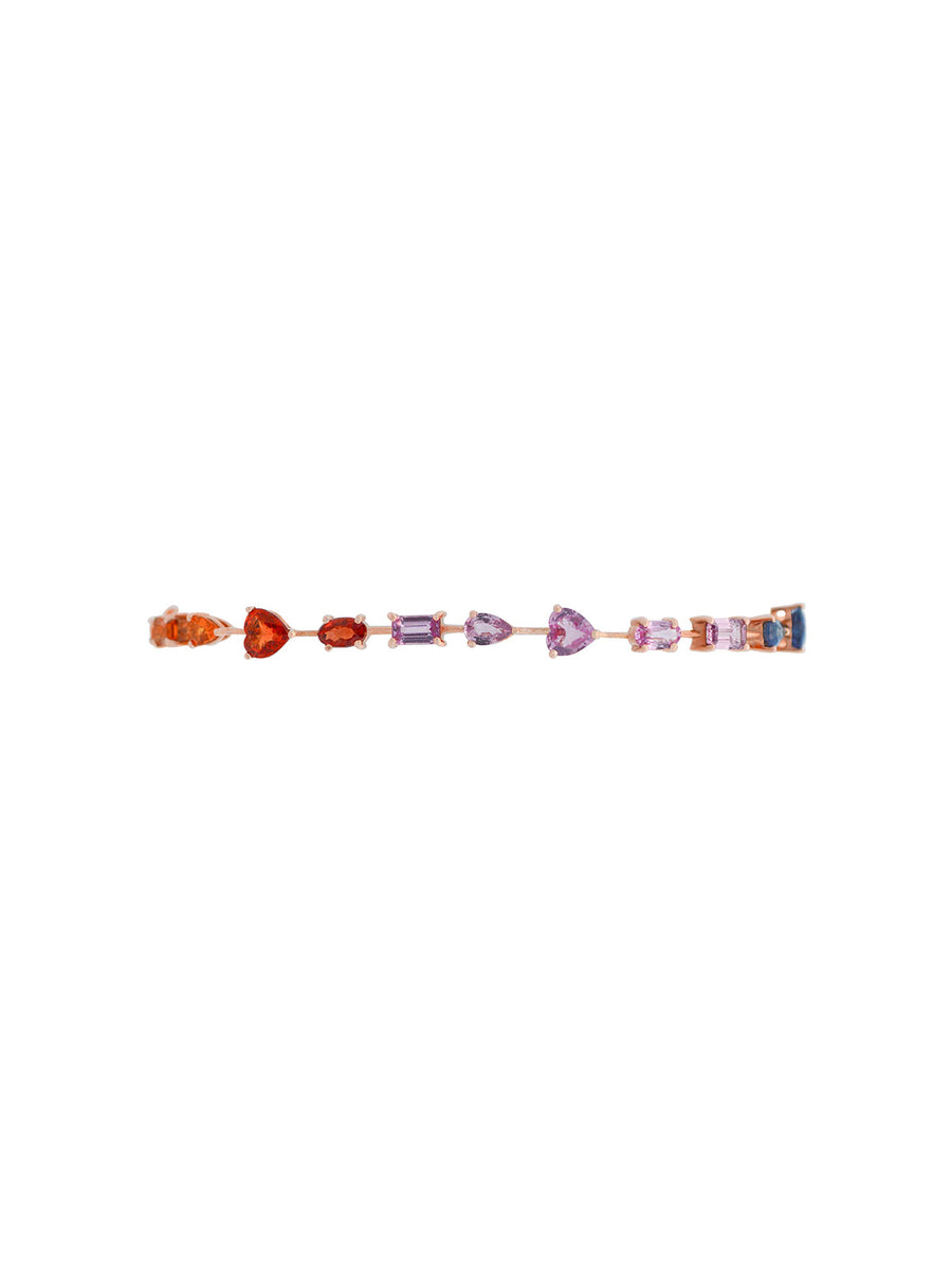 7.80ct Multi Color Sapphire  14K Gold Multi Shaped Bracelet