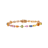7.80ct Multi Color Sapphire  14K Gold Multi Shaped Bracelet