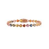 14.58ct Multi Sapphire 18K Gold Bezel Heart Bracelet