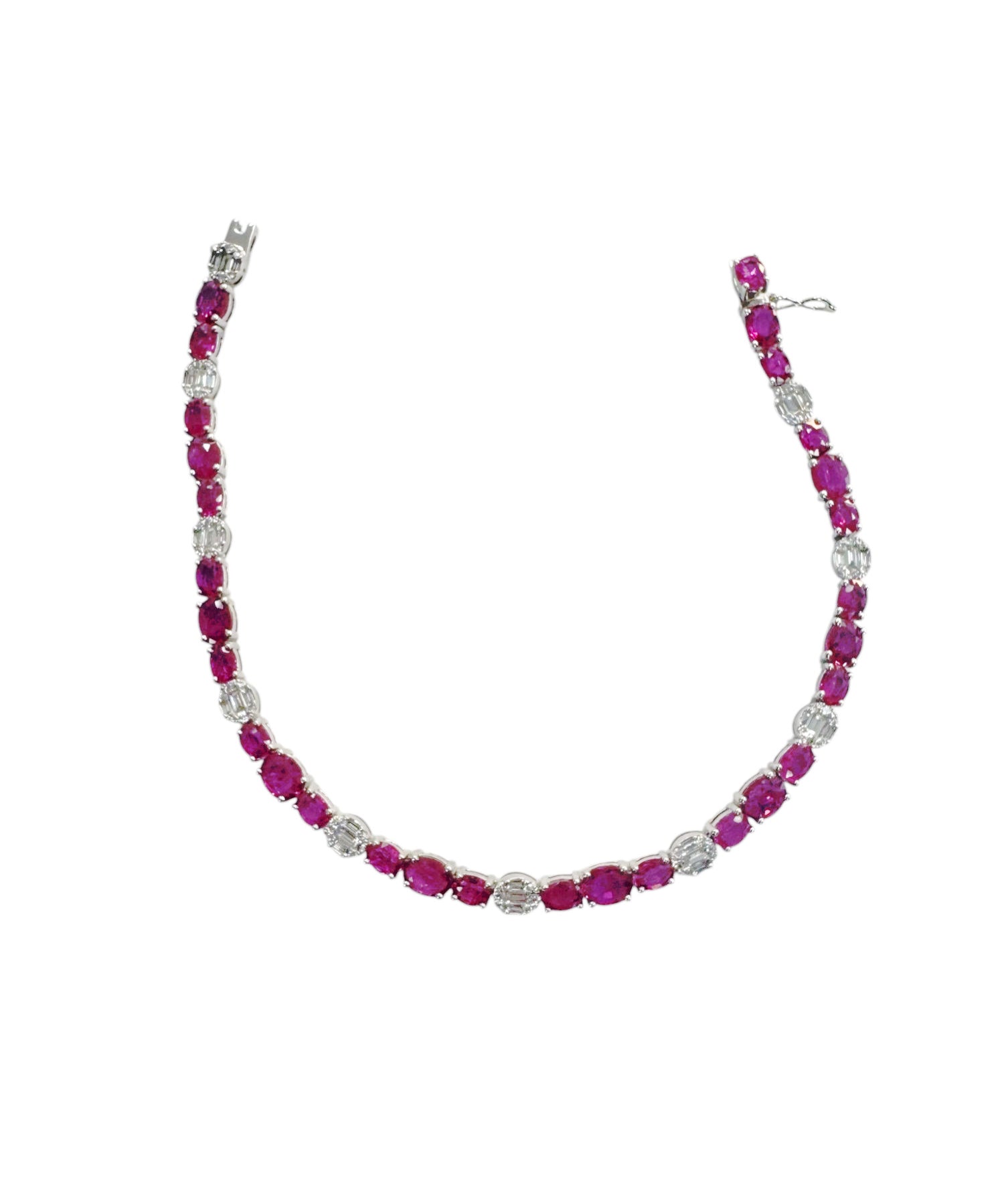 6.85ct Ruby Diamond 18K Gold Tennis Bracelet