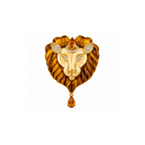 12.37ct Tigers Eye Citrine Diamond 18K Gold Leo Brooch