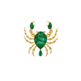 11.19ct Malachite Emerald Diamond 18K Gold Cancer Brooch