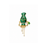 11.25ct Malachite Emerald Diamond 18K Gold Aquarius Brooch