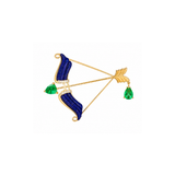 Sagittarius 8.60ct Emerald Lapis Lazuli 18K Gold Brooch