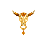 11.99ct Tigers Eye Citrine Diamond 18K Gold Taurus Brooch