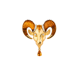 4.95ct Tigers Eye Citrine Diamond 18K Gold Aries Brooch