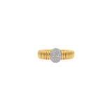 0.14ct Diamond 18K Italian Gold Grooved Solitaire Illusion Ring