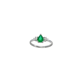 0.81ct Diamond Emerald 14K Gold Pear Ring