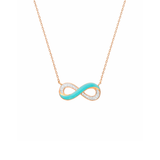 0.15ct Diamond Blue Enamel 14K Gold Infinity Symbol Pendant Necklace
