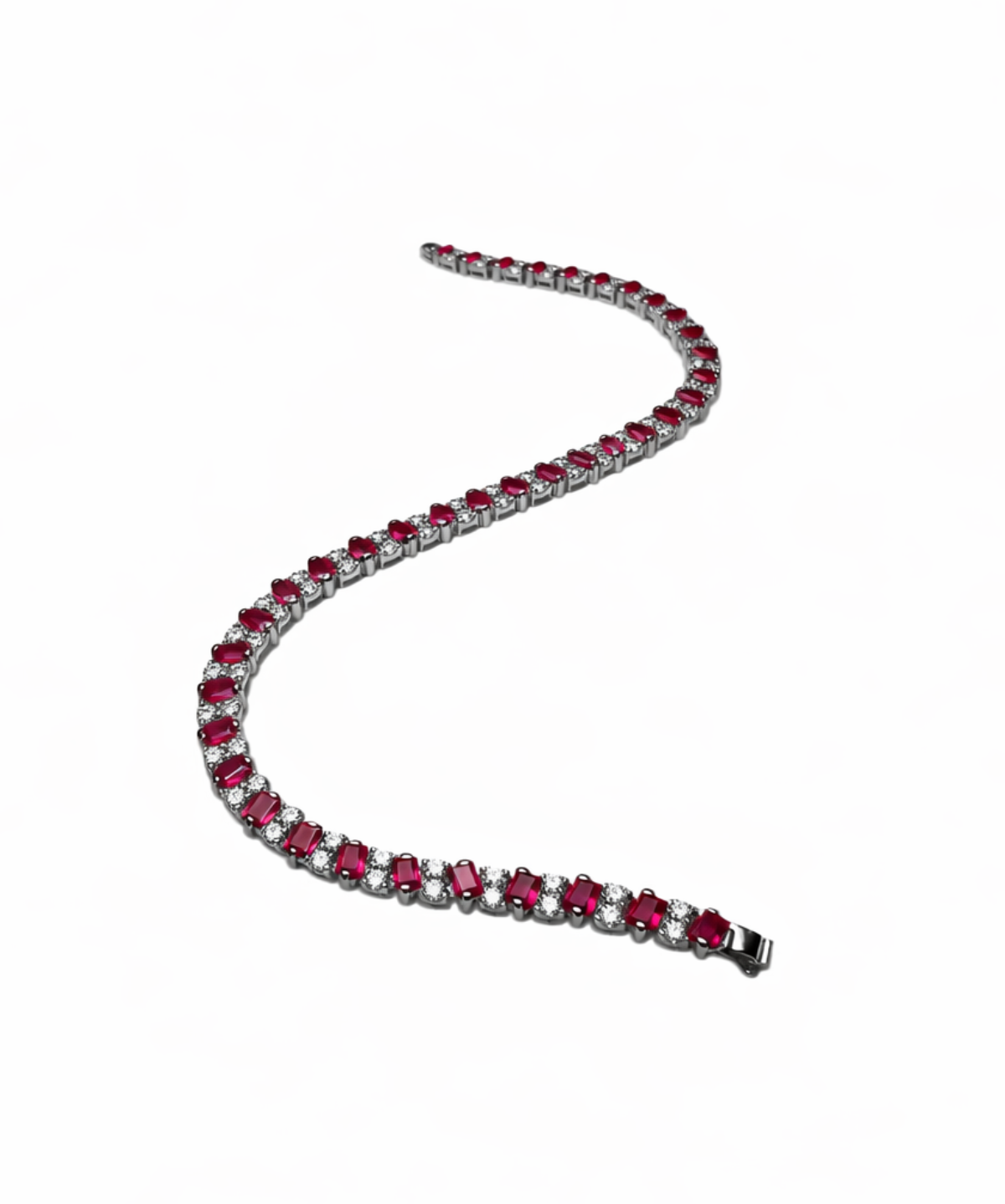 5.36ct Ruby Diamond Platinum Tennis Bracelet