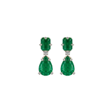 10.13ct Diamond Emerald 18K Gold Drop Earrings