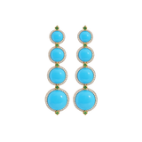 35.22ct Arizona Turquoise Emerald Diamond 18K Gold Drop Statement Earrings