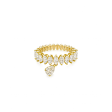 1.63ct Diamond 18K Gold Pear Drop Half Eternity Ring