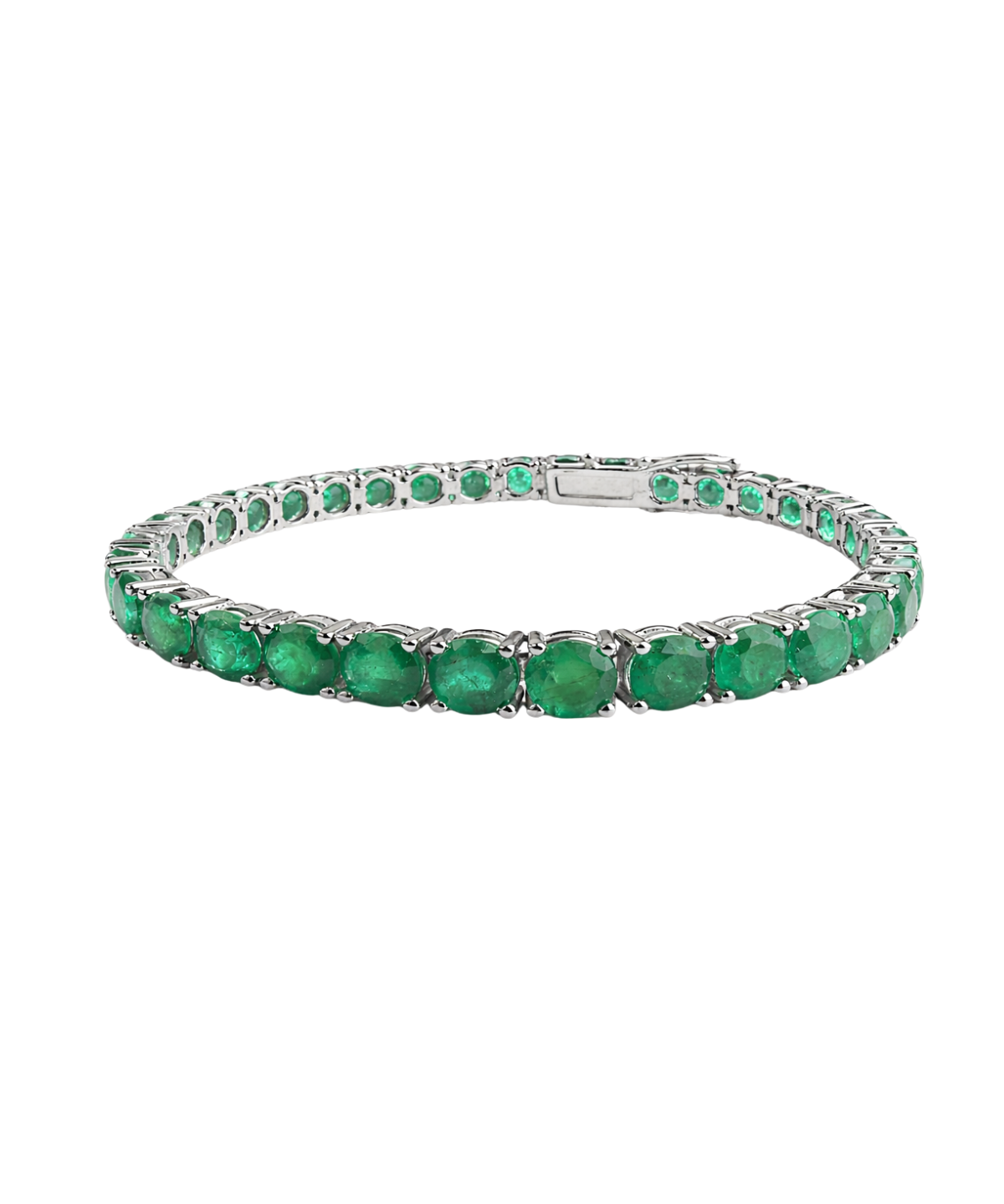 15.32ct Emerald 14K Gold Round Tennis Bracelet