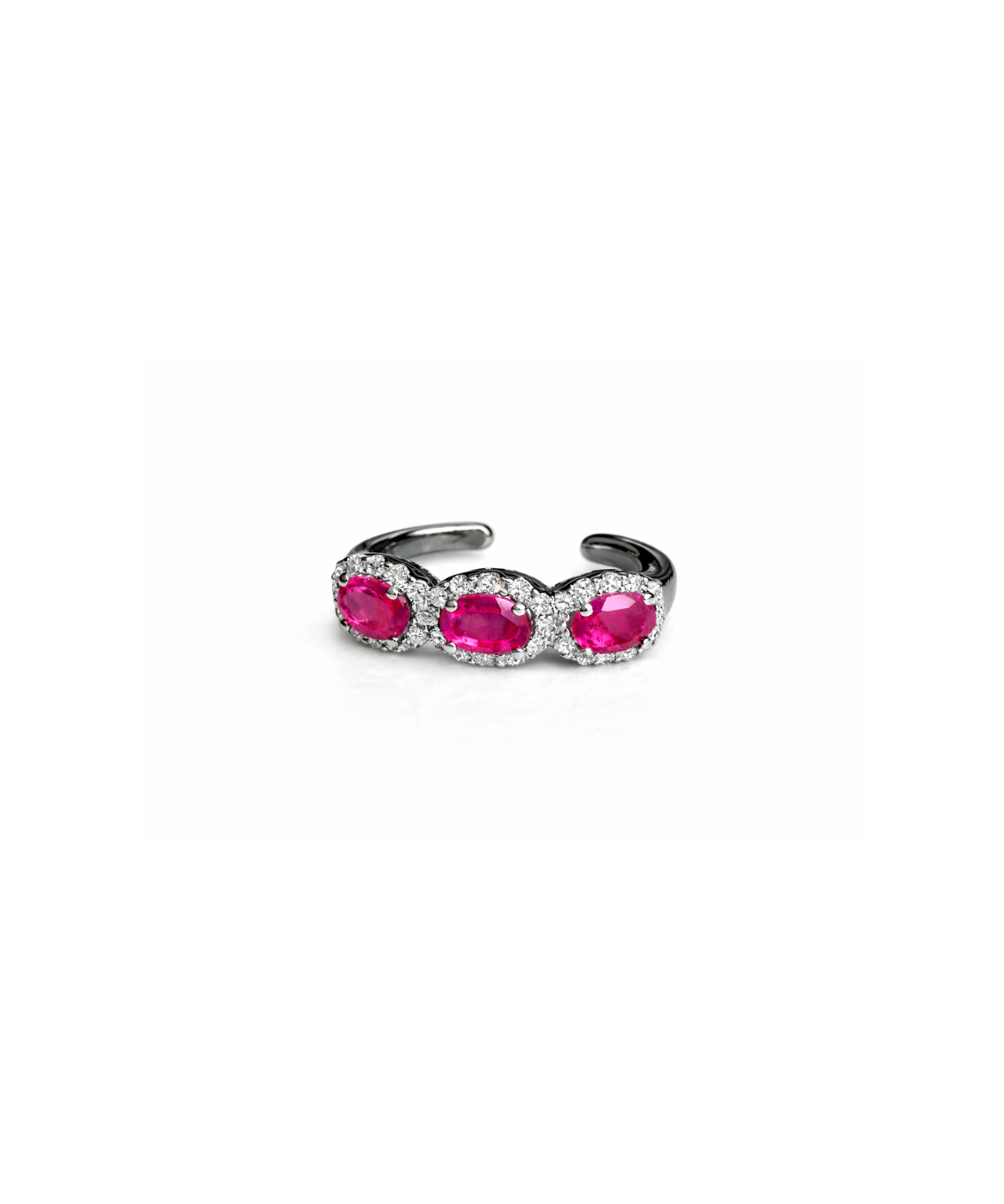 0.62ct Diamond Ruby 18K Gold Three Stone Ear Cuff