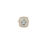 5.08ct Diamond Green Amethyst 14K Gold Cocktail Ring